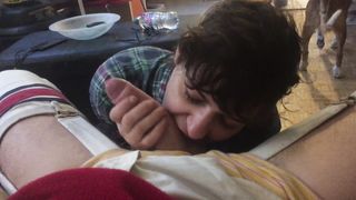 Lad guy fellates my nine inch uncircumcised trunk