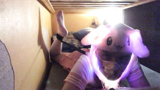 Femboy self restrain bondage in rosy