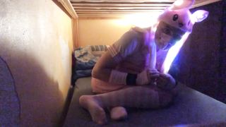 Femboy self restrain bondage in rosy
