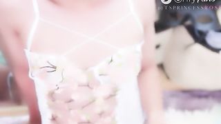 Nice Japanese Sissy in Body-Suit and Chat