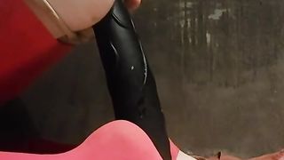 Yam-Sized black fake penis in my super-cute caboose