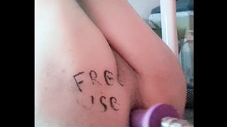 Teenage femboy having some joy with a hookup machine