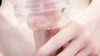 Big-Chested Monstrous Cocked Trans woman Jizzes from her Fleshlight