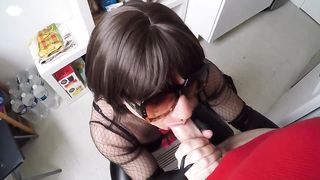 Sucking cock in the kitchen