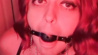 Solo Trans Damsel Draining and Ball-Gagged Nip Have Fun