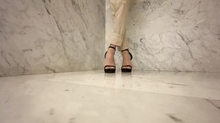 High stilettos at work