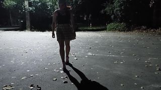 Transsexual Molly honey in public flashes the secret ass ass-plug