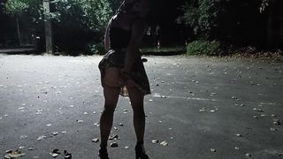 Transsexual Molly honey in public flashes the secret ass ass-plug