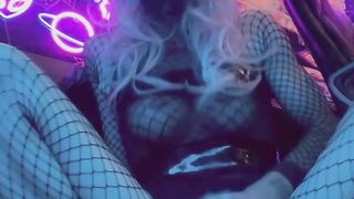 Sissy breezy juggles on fuck stick