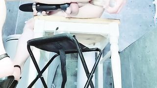 Anal Invasion climax with fake penis and palms