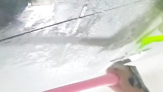 Smashing my fresh 2 sole long pinkish fuck stick in the douche first-ever time!