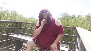 Chub trans looks for man sausage to inhale in the forest!
