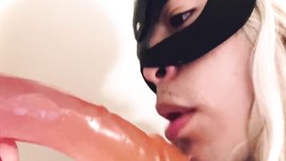 Sissy likes pummeling and gargling her faux-cock