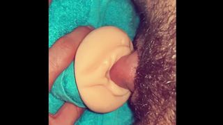 Ftm transgender jacks with synthetic cooter until he pops inwards the