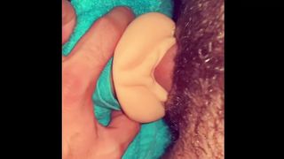 Ftm transgender jacks with synthetic cooter until he pops inwards the