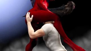 Futa Demon ravages a stud's facehole right in the sky