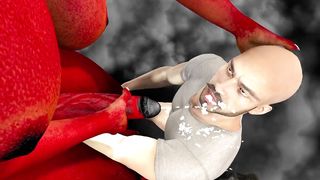 Futa Demon ravages a stud's facehole right in the sky