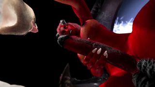 Futa Demon ravages a stud's facehole right in the sky