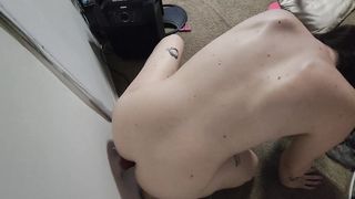 Tiny trans damsel takes immense baddragon tear-off and wails noisy