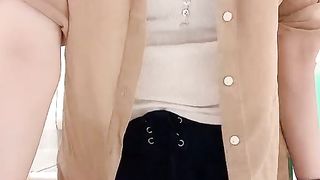 Asian T-Girl Public Rest Room Getting Off