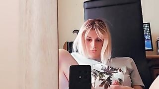 Cum Shot on the mirror gorgeous ladyboy Sammy