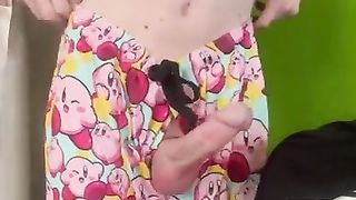 Large transgender princess trouser snake in uber-cute jammies