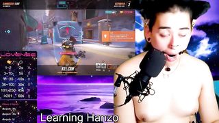 She-Creature taunted with lovense while toying overwatch two