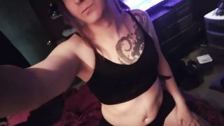 Emo Trans Dame Vera Kitty Showcases Off Lil' Fun Bags In Her Sofa