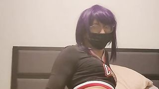 cheerleader trap whips out a giant stream while she waits for you