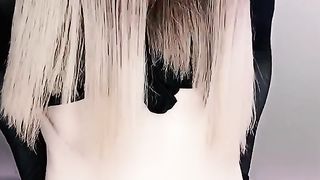 Strung Up shemale Princess taunting immense boner erection in mind-blowing nylon stocking