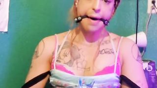 Strapped and Ball-Gagged Trans Female