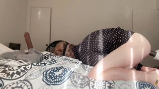 Hooded Sissy Honey Jessa Spitroasted By Her BIG BLACK COCK Faux-Cocks. She Luvs Jizzing Wirh Hard-On in Her Butt!