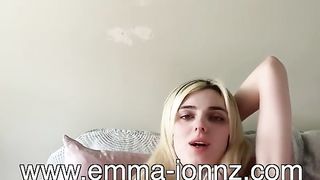 Uber-Cute Towheaded Trans Lady Wanks Off Her Immense Pipe While Conversing Grubby