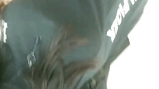 Trans chick remains rock-hard as she ambles on the road.