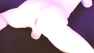 Androgynous Slender Trans With Humungous High High-Heeled Slippers