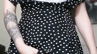 Large trouser snake trans doll juggling her manhood in sundress and no underpants