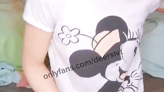 Super-Cute trans damsel using ass fucking beads and munching her own jizm