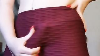Tgirl taunting ample swelling in tik tok stretch pants