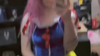 Trans goddess juggles her sissy hard-on around!