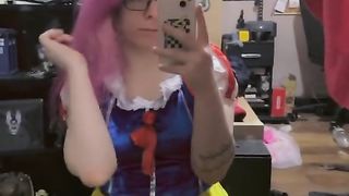 Trans goddess juggles her sissy hard-on around!