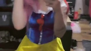 Trans goddess juggles her sissy hard-on around!