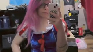 Trans goddess juggles her sissy hard-on around!