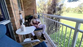 Sissy college girl domination & submission balcony have fun and peeing teaser