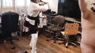 Hard whipping session for a tied slave