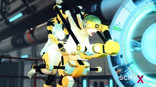 Sci-fi DOMINATION & SUBMISSION handcuffed and penetrated. A gorgeous young sweetheart and ladyboy android in the lab