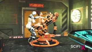 I just want your meatpipe! Girl robot transgender princess pokes a jaw-dropping handcuffed huge-chested dark-haired in the sci-fi lab