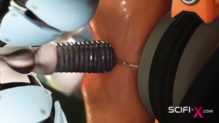 I just want your meatpipe! Girl robot transgender princess pokes a jaw-dropping handcuffed huge-chested dark-haired in the sci-fi lab