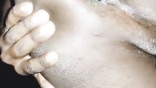 Sissy t-girl ambling bare at night and pee while in encaged and plugged