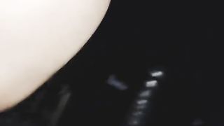 Sissy t-girl ambling bare at night and pee while in encaged and plugged