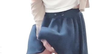 Ladyboy Self Getting Off in Public Wc